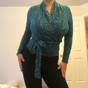 Sheer Turquoise Wrap Around Cardigan